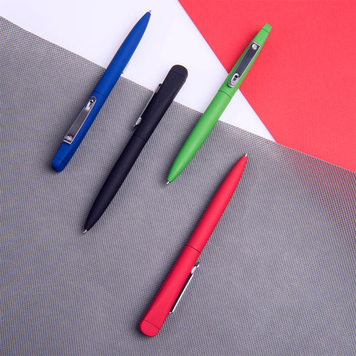 IQ, ручка с флешкой, 8 GB, металл, soft-touch (красный, серебристый)