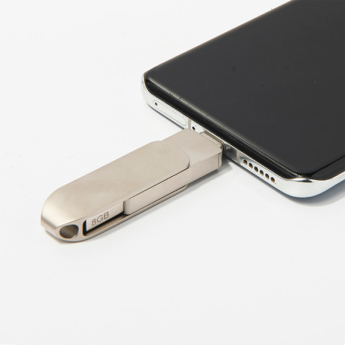 USB flash-карта CIRCLE OTG Type-C (8Гб), серебристая, 6,5х1,5х0,82 см, металл (серебристый)