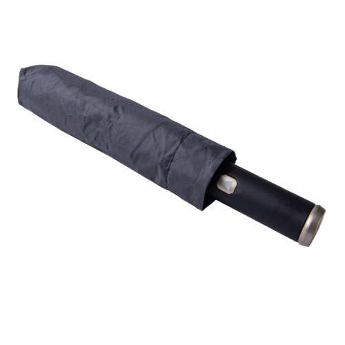 Зонт PRESTON складной с ручкой-фонариком, полуавтомат; темно-серый; D=100 см; нейлон (темно-серый)