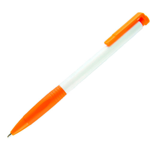 N13, ручка шариковая с грипом, пластик, белый, оранжевый (белый, оранжевый)
