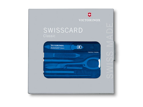 Швейцарская карточка VICTORINOX SwissCard Classic, 10 функций, полупрозрачная синяя