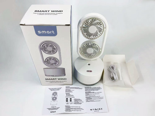 Портативный увлажнитель воздуха "Smart Wind" с двумя вентиляторами, белый