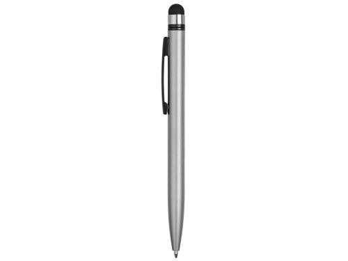 Ручка-стилус пластиковая шариковая Poke, серебристый/черный