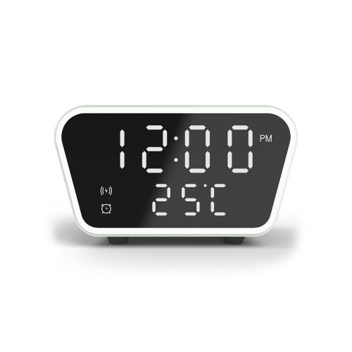 Настольные часы "Smart Clock" с беспроводным (15W) зарядным устройством, будильником и термометром, белый