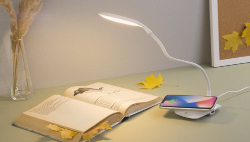 Лампа с беспроводным зарядным устройством "Spotlight", белый