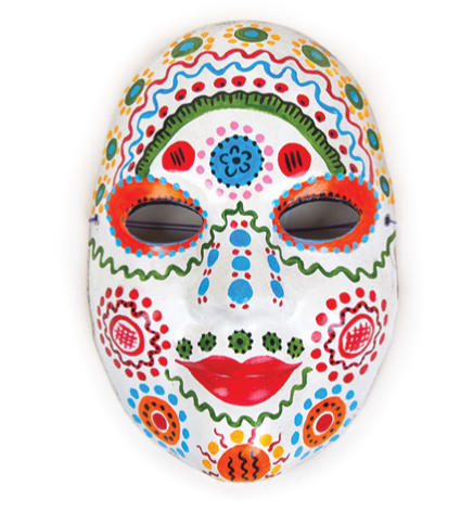 Набор для раскраски "МАСКА": маска, кисть, краски 6 шт., резинка (некрашеный картон)