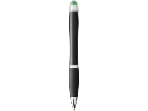 Светящаяся шариковая ручка Nash со светящимся черным корпусом и рукояткой, зеленый