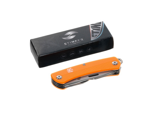 Нож перочинный Stinger, 103 мм, 10 функций, материал рукояти: АБС-пластик (оранжевый)