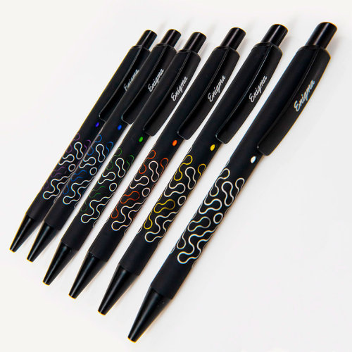 Ручка шариковая ENIGMA, металл, софт-покрытие (черный, голубой)