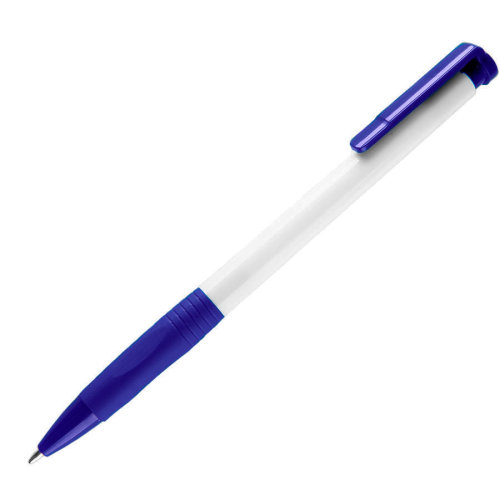 N13, ручка шариковая с грипом, пластик, белый, темно-синий (белый, темно-синий)