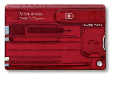 Швейцарская карточка VICTORINOX SwissCard Quattro, 14 функций, полупрозрачная красная