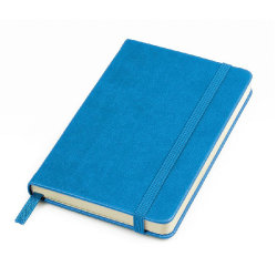 Бизнес-блокнот "Casual", 130*210 мм, голубой, твердая обложка,  резинка 7 мм, блок-линейка, тиснение (голубой)