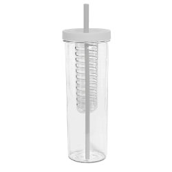 Бутылка для воды LONG DRINK с контейнером для фруктов и трубочкой, 700мл (прозрачный, белый)