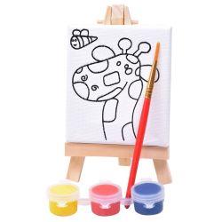 Набор для раскраски "Жираф":холст,мольберт,кисть, краски 3шт (белый)