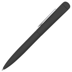 IQ, ручка с флешкой, 8 GB, металл, soft-touch (черный, серебристый)