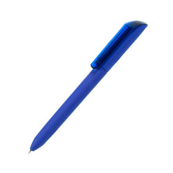 Ручка шариковая FLOW PURE c покрытием soft touch и прозрачным клипом (синий)