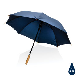 Автоматический зонт-трость с бамбуковой рукояткой Impact из RPET AWARE™, d103 см 