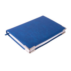Ежедневник недатированный Kennedy, А5,  синий, белый блок, серебряный срез (синий)